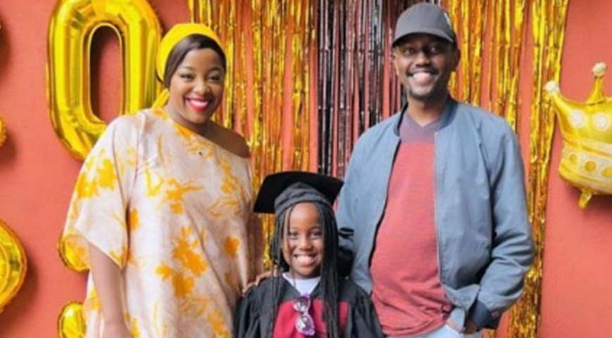 Jackie Matubia with lher ex and their daughter